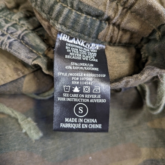 Blank NYC Joggers Women's Small Green Camo Print At Attention Linen Blend Taper - Picture 3 of 9